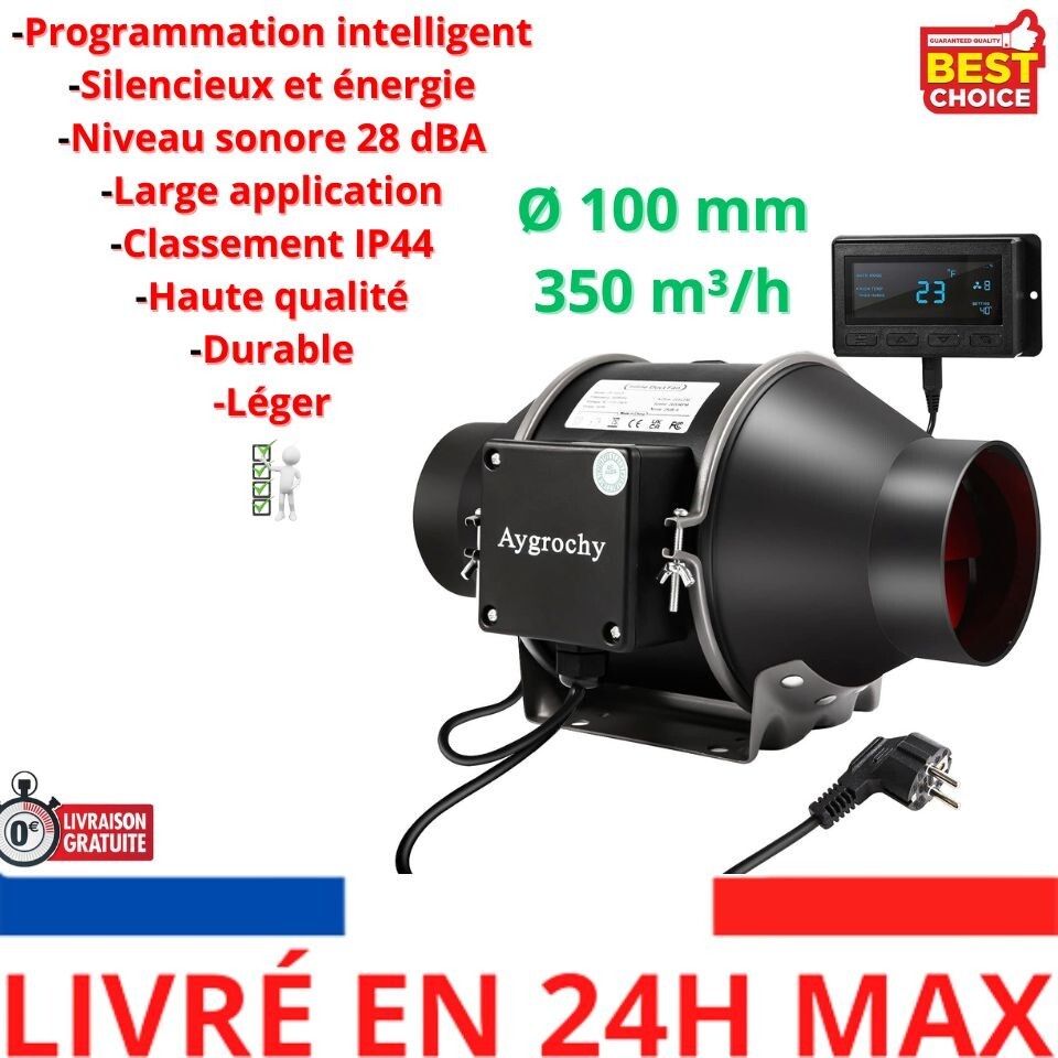 Ventilation Salle Bain Cuisine Garage Extracteur D'Air 150mm Avec Tuyau Flexible - Moteur EC Triphasé - Débit 683m³/h - Pour Salle De Bain, Cuisine, Garage, Tente De Culture