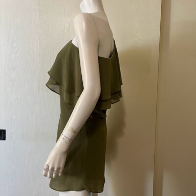 haute hippie asymmetrical dress Womens XS Green Ruffle Asymetrical Floral print
