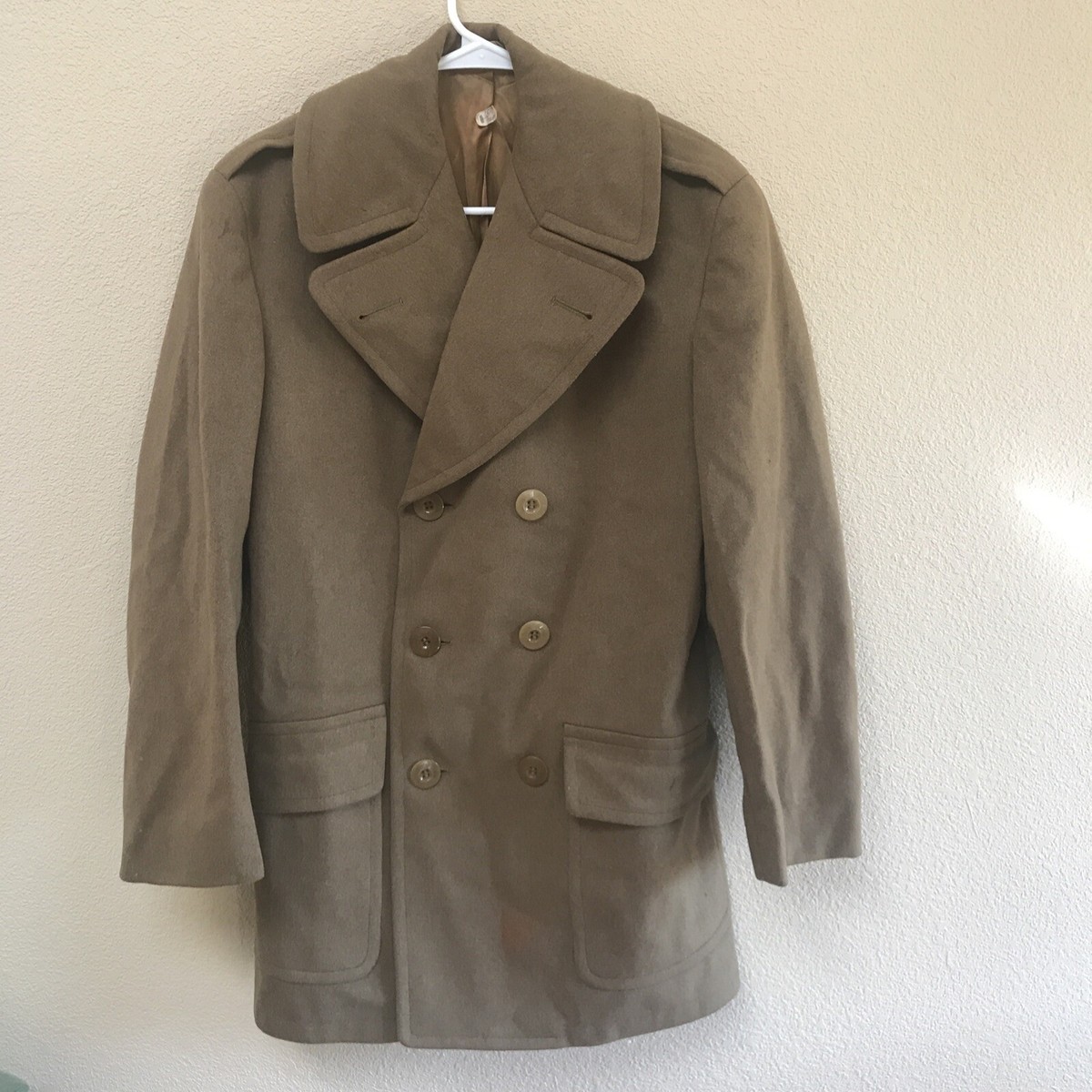 Original WW2 U.S. Army Officers Brown Wool Uniform Overcoat Dated 