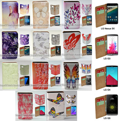 For LG Series Mobile Phone - Butterflies Theme Print Wallet Phone Case Cover #1`