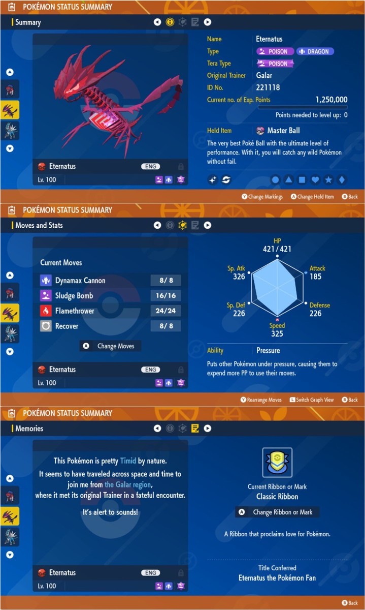 Lucido Zacian Zamazenta Eternatus Pacchetto 6IV Legendary Pokemon - Foto 8