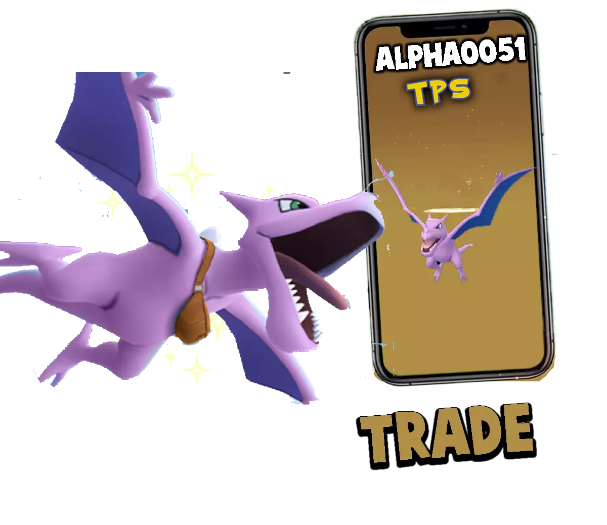 SHINY ✨ AERODACTYL W/SATCHEL!!! ✨ - PKMN GO!!! - NON REGISTERED