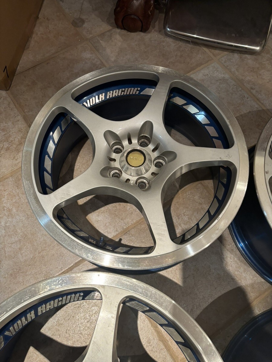RAYS VOLK RACING F ZERO WINNING レイズ ボルクレーシング Fゼロ 18インチ 4本 8J/9J5HPCD114.3+32/+35 希少 ドリフト　(VHM674) Volk Racing FZero Challenge Wheel 18x10 5x114.3 +48 Silver/Blue