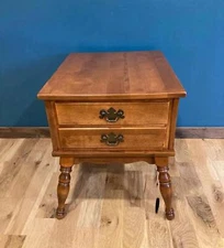 Midcentury Ethan Allen 2-Drawer Side Table