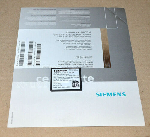 Siemens 6FC5851-1YG41-1YA0 SINUMERIK 840DE SL CF-Card mit Lizenz CNC-Software - Afbeelding 1 van 1