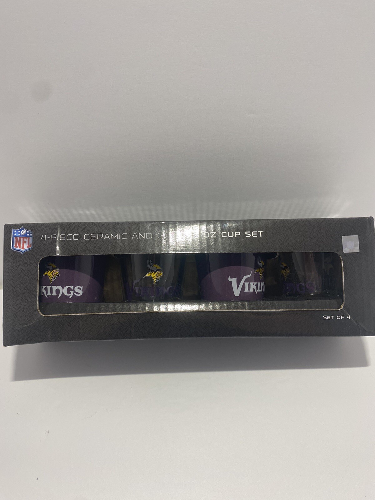 Minnesota Vikings 4-Piece Ceramic and Glass 2 oz. Cup Set