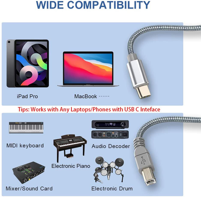 MIDI Cable for iPad Pro,USB C to USB B 