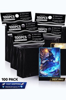  100 Black Premium Card Sleeves | Trading Card Protectors 66x91mm | Pokémon TCG