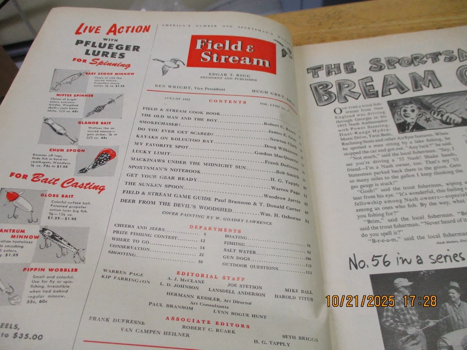 3-"Field and Stream". August, October, November 1953. - Image 4 of 4