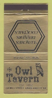Matchbook Cover - Owl Tavern Grass Valley CA 30 Strike