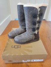 UGG Bailey Button Triple Bomber Brown Tall Boots Women Size 7 RARE
