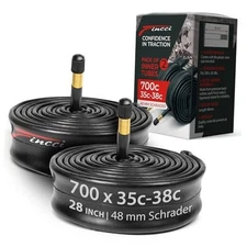  Bike Inner Tube 700x35c / 32c / 38c - Schrader Valve Inner Tubes 48mm for 