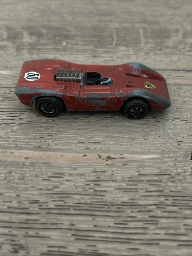 1969 HOT WHEELS Red FERRARI 312P REDLINE #60 CAR Broken Wheel and Heavy Wear - Bild 3 von 9
