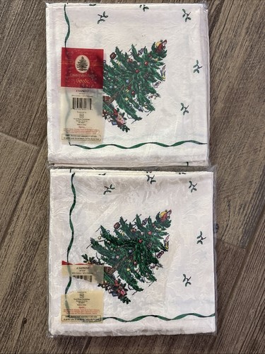 Set of 8 SPODE Christmas Tree Cotton Polyester Napkins 20" x 20" New - Picture 4 of 8