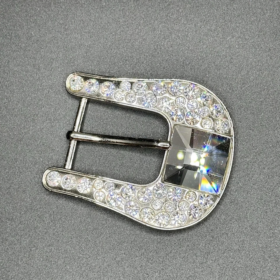 BB Simon Belt Buckle Silver Swarovski Crystals Bling Fits 1” Show Cowgirl - Image 4 of 4