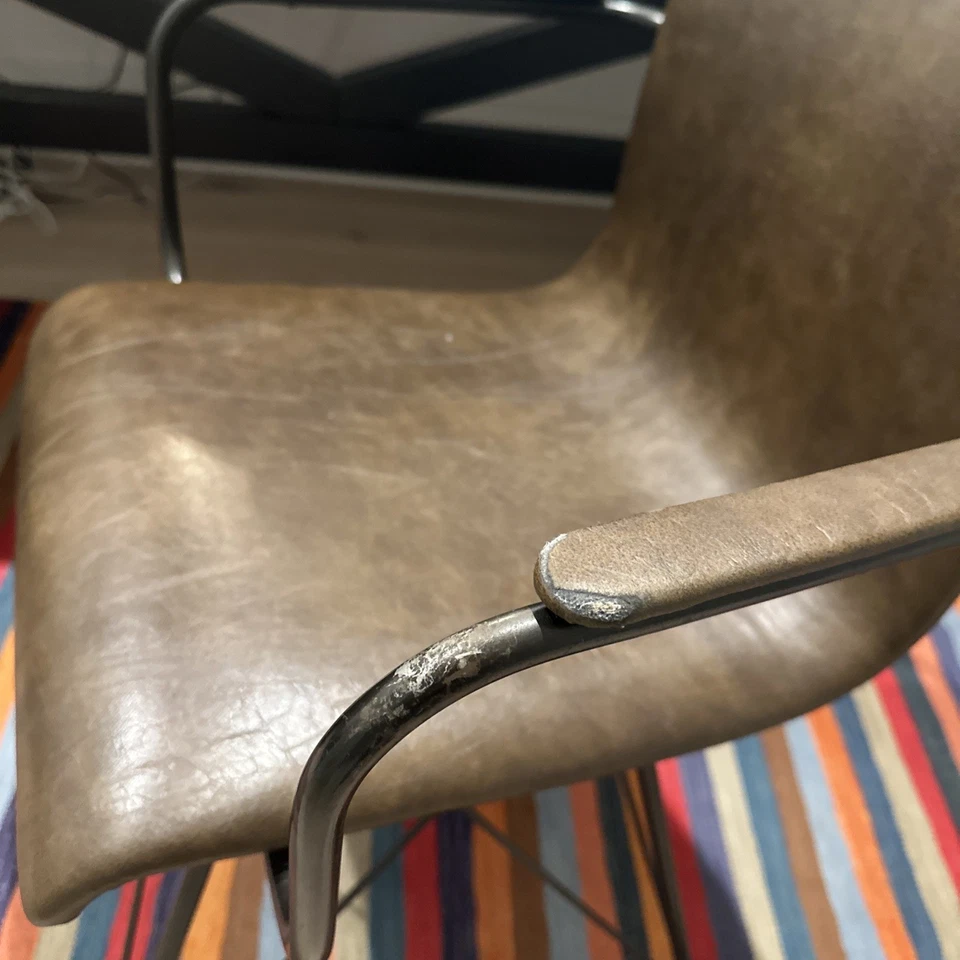 Silla Escritorio Cuero con Ruedas West Elm Marrón Moderna y Contemporánea Foto 4 de 4