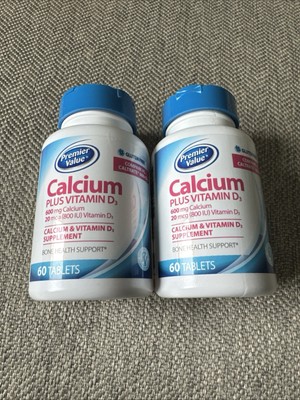 Premier Value Calcium Plus VitaminD3 60 Tablets Two Bottles