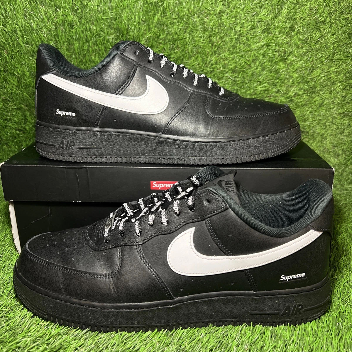 Supreme x Nike Air Force 1 Low Box Logo - White Black for Sale