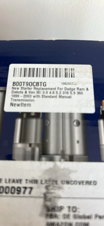 Dodge Ram 1500 2500 3500 furgoneta Dakota Durango 1999 2000 2001 2002 2003 arranque m/t Foto 2 de 4