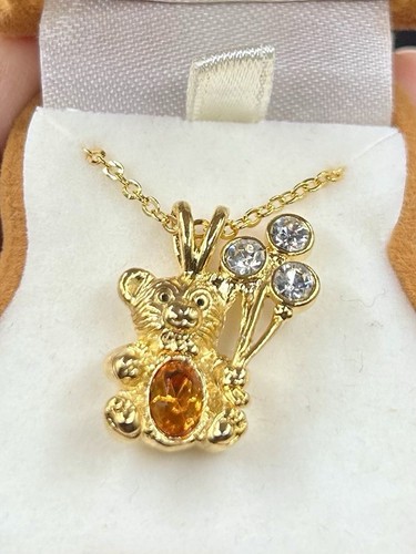 Vtg Goldtone Rhinestone November Citrine Birthstone Bear Pendant ...