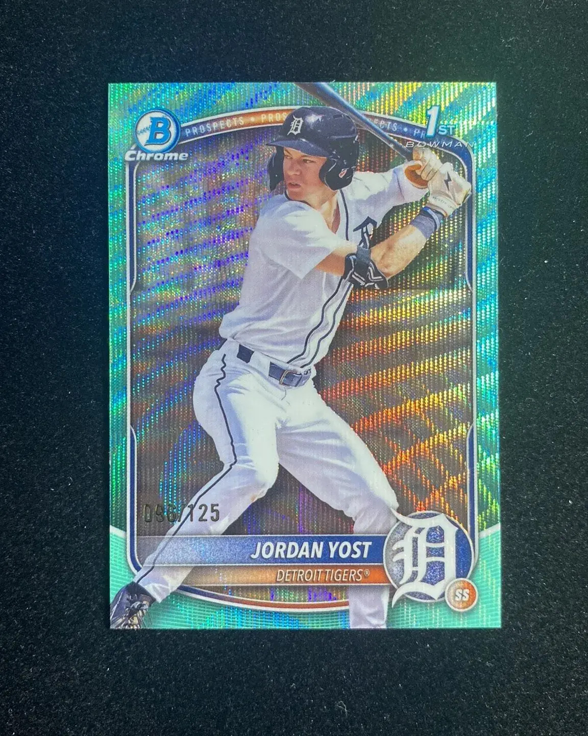 2025 Topps Bowman Draft Chrome Aqua Wave #BDC-162 Jordan Yost 1st 96/125 QI95