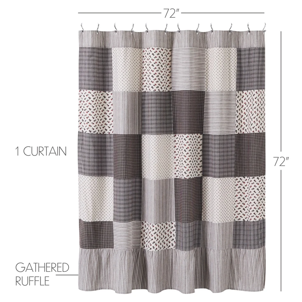 Cortina de Ducha Florette Patchwork Granja 72x72 Volantes Algodón Baño VHC Marcas Foto 3 de 4