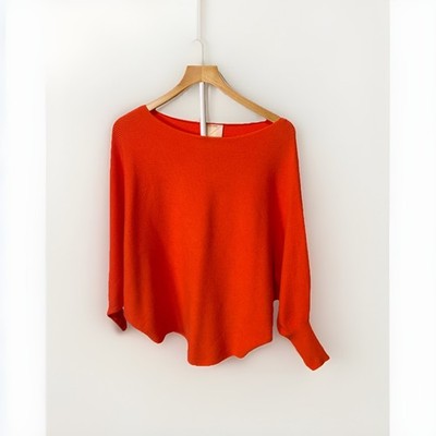 Kerisma Women's S/M Orange Knit Dolman Sweater Pullover
