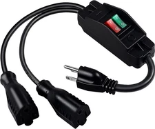 2 Way Extension Cord with On/Off Switch, 3 Prong Outdoor Extension Cord Splitter