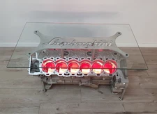 LAMBORGHINI AVENTADOR V12 COFFEE TABLE TOP GEAR ENGINE BLOCK TABLE MOBOBLOCCO LIGHT