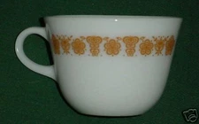 PYREX BUTTERFLY GOLD HEAVY COFFEE CUP x 4 FREE USA SHIPPING