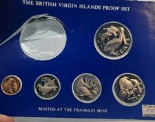 5 1977 British Virgin Islands Proof Bird Coins Franklin Mint