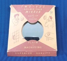 Vintage Two-Vue Double Face Round Mirror Shaving Make-up  Magnifying  (LLL)