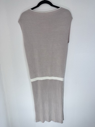 Abito Reiss Simone nuovo con etichette tessuto a maglia increspata nudo taglia 6 donna collo barca carriera - Foto 3 di 6