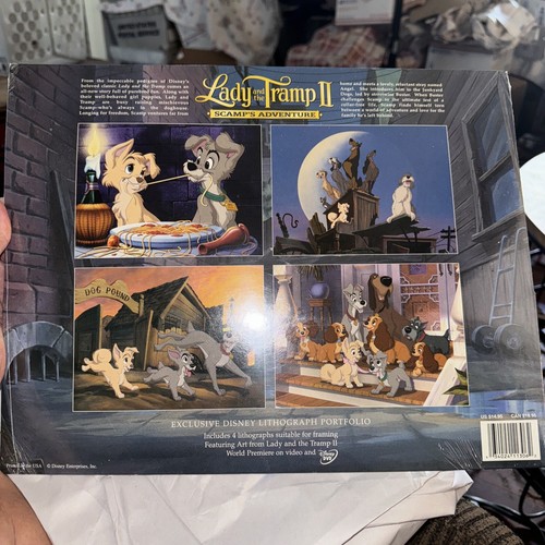 Disney Scamp's Adventure Lady & the Tramp II, 4 Lithograph Set, 14" x 11" NIP - Picture 2 of 2