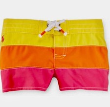Polo Ralph Lauren Girls 7 Water Board Shorts Bold Striped Color Block WORN ONCE