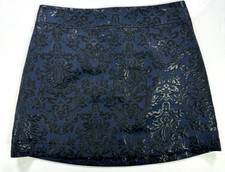 Women's Navy  Black Abercrombie  Fitch Shimmer Floral Lined Mini Skirt- Size 2