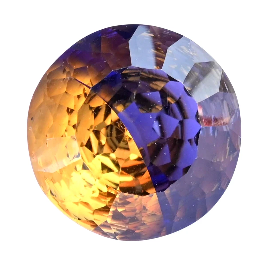 Pedra preciosa impressionante 22,10 quilates natural bicolor ametrina redonda não tratada certificada - Imagem 2 de 4
