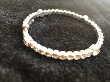 Sparkling Clear Rhinestone Crystal Row Silver color Bracelet Wedding party..