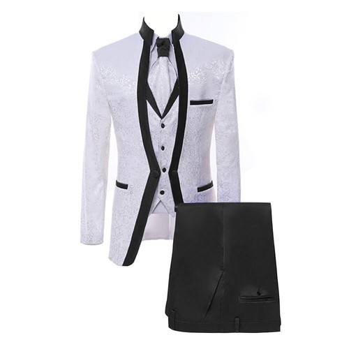 4 Piece White Men Tuxedo Wedding Suit 