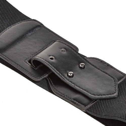 NEW Women's Elastic Stretch Cinch Waist Belt Classic Fashion Wide WaistbandBlack - Picture 7 of 7