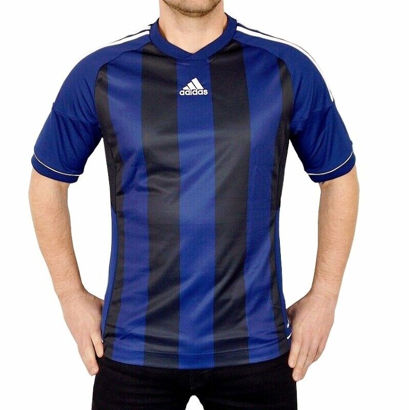 Melodramatisch annuleren woensdag Adidas Men&#039;s Sports T-Shirt Jersey Football Top Striped  Blue/Black/White XS-XL | eBay