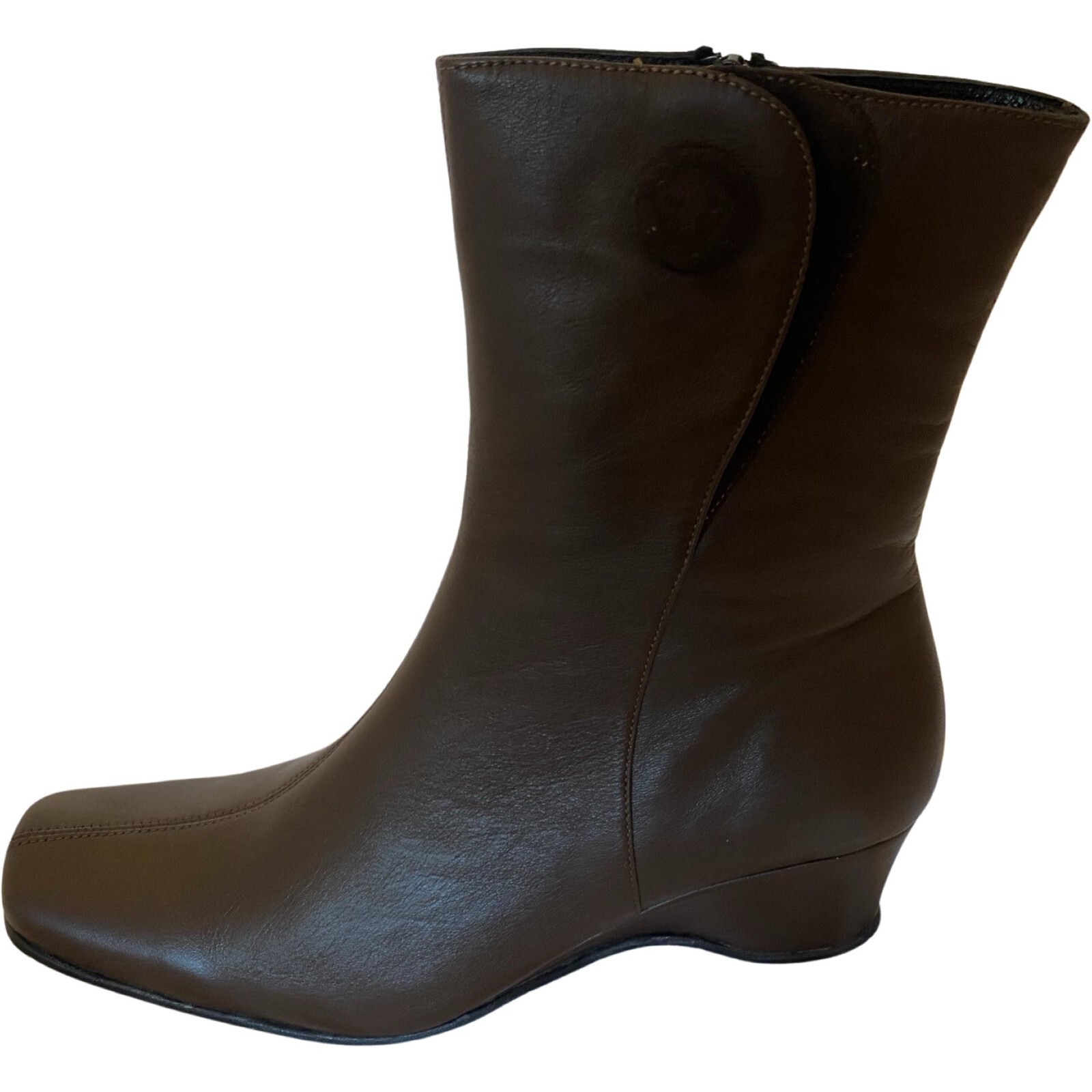 Padders Ankle Boots Women's Brown Zip Up Wedge Heel Leather Boots UK 4