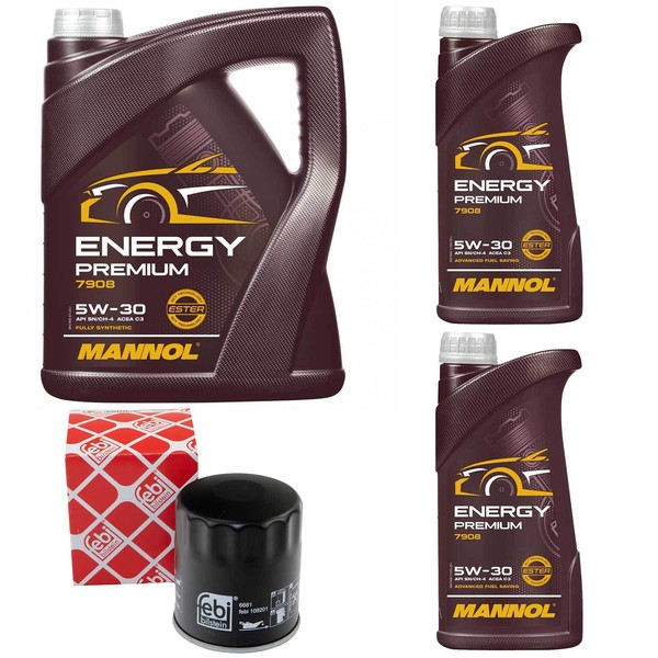 MotoröL Set Mannol Energy Premium 5W-30 7 Liter + ÖLfilter FüR Chrysler 300 C-image