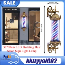 LED Sign Lamp Barber Pole Light Rotating Hair Salon Sign Light Lamp 32*90cm