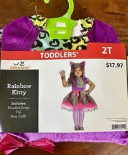 Toddler Rainbow Kitty Costume Halloween Dress-Up Whole Outfit Infant Size 2T