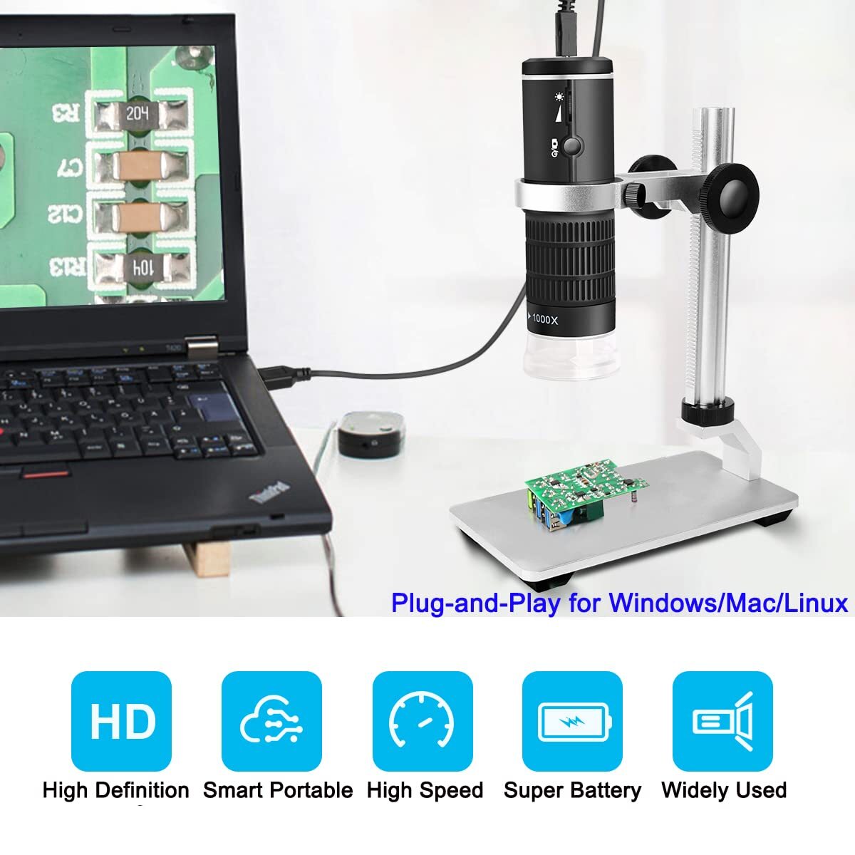Jiusion WiFi USB Digital Microscope 50 to 1000x  iPhone iPad Android Mac Windows