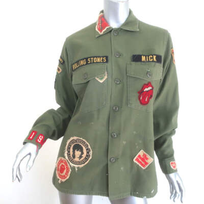 Madeworn Rolling Stones Army Jacket Military Green Cotton Size Extra Small 