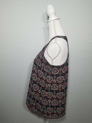 Hollister Blue & Red Printed Sleeveless Top Pleated Back Blouse Size Small. - Picture 6 of 8