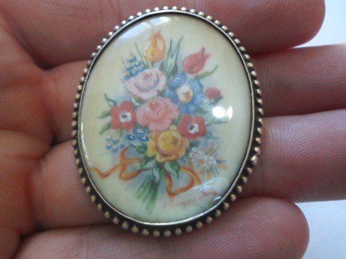 Broche Femme Vetement Broche Ancienne En Argent Massif 925 - Style Art Déco/Nouveau, Motif Fleurs - Occasion Blouse Ancienne Femme