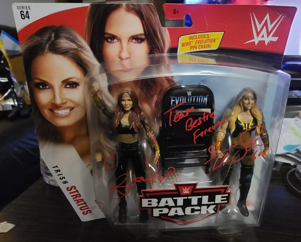 WWE Mattel Trish Stratus Lita signed Battle Pack 64 Action Figure